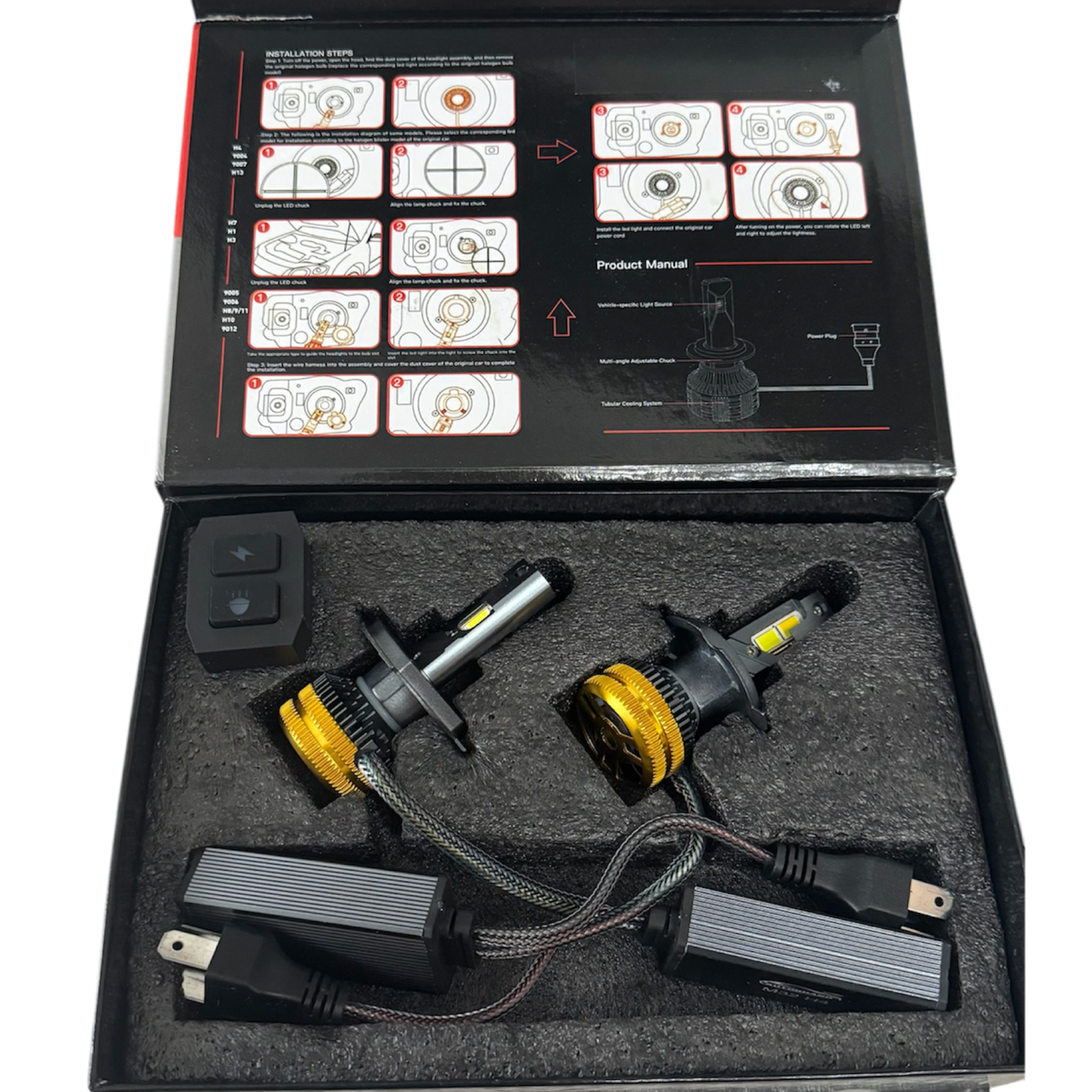 Лампа светодиодная AED цоколь H4 белый+желтый, 2 штуки