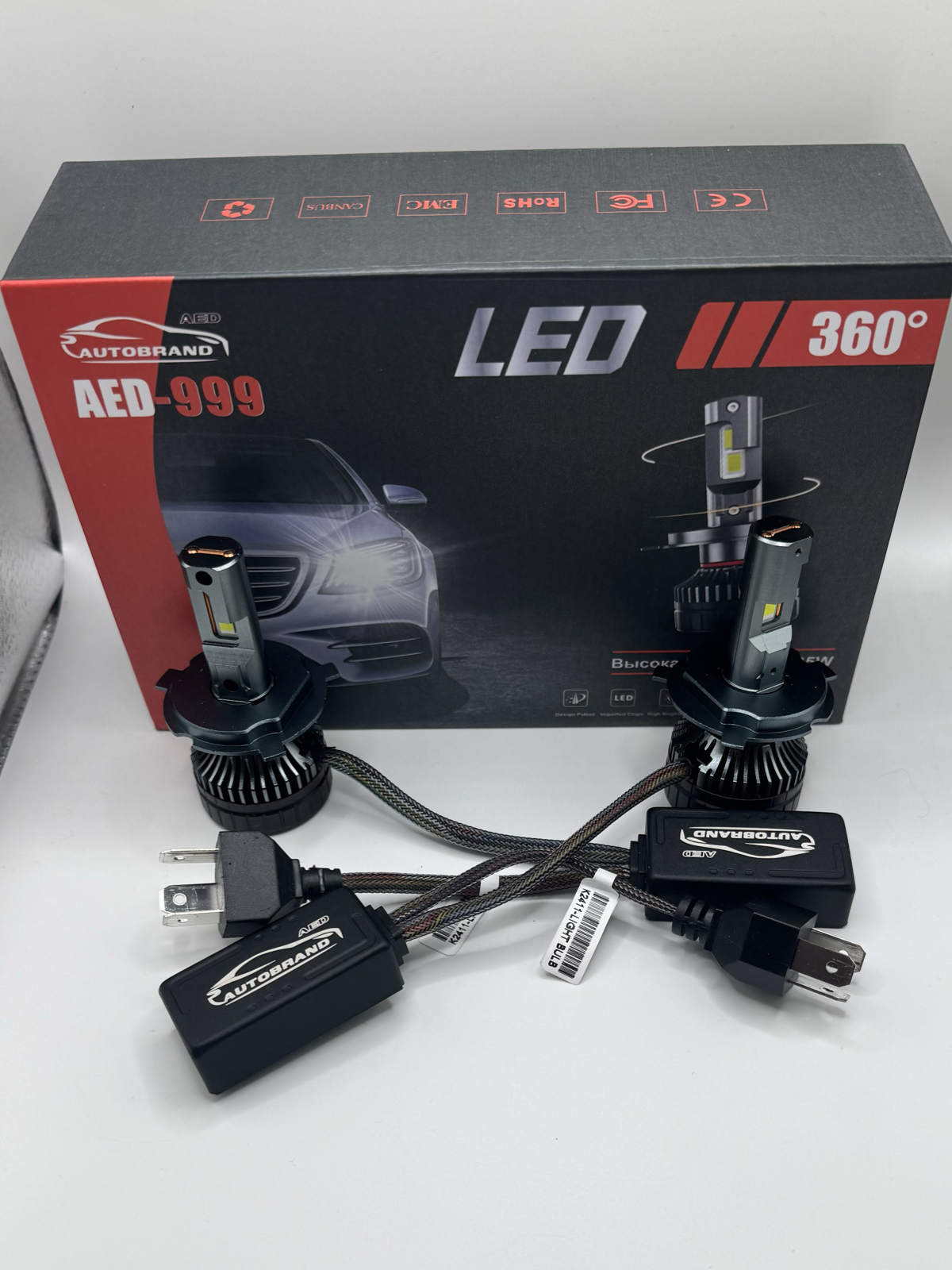 Лампа светодиодная AED999 цоколь H4, 2 штуки