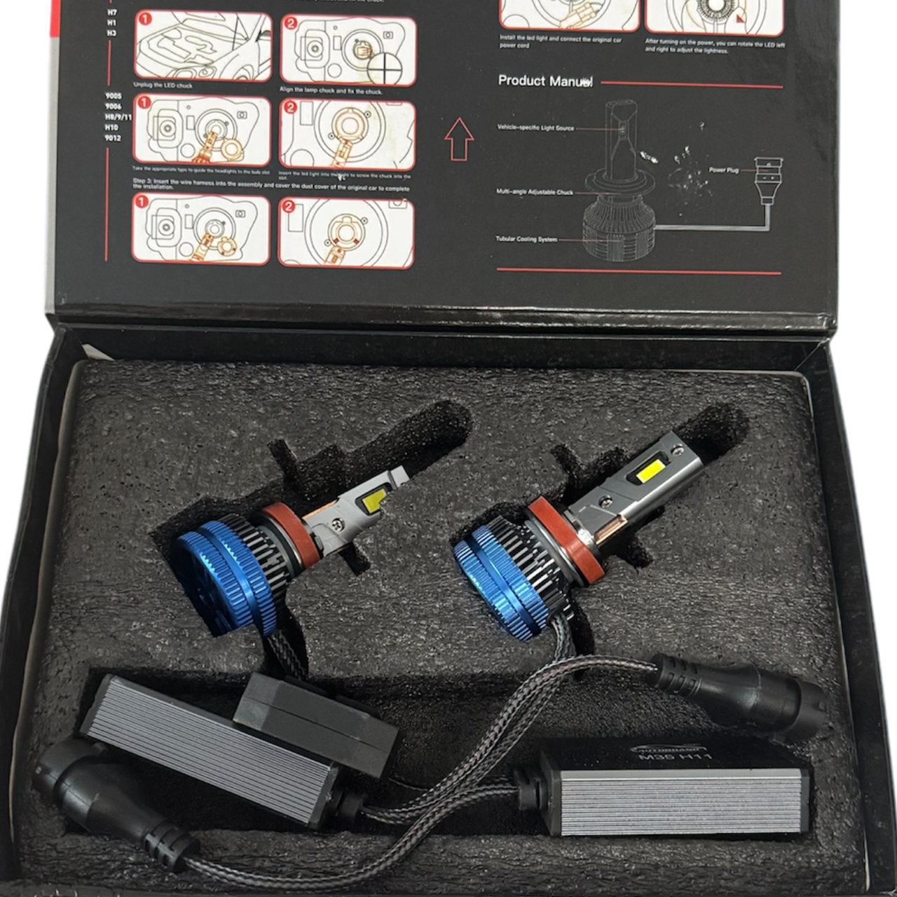 Лампа светодиодная AED цоколь H8/H9/H11 с повышением яркости, 2 штуки