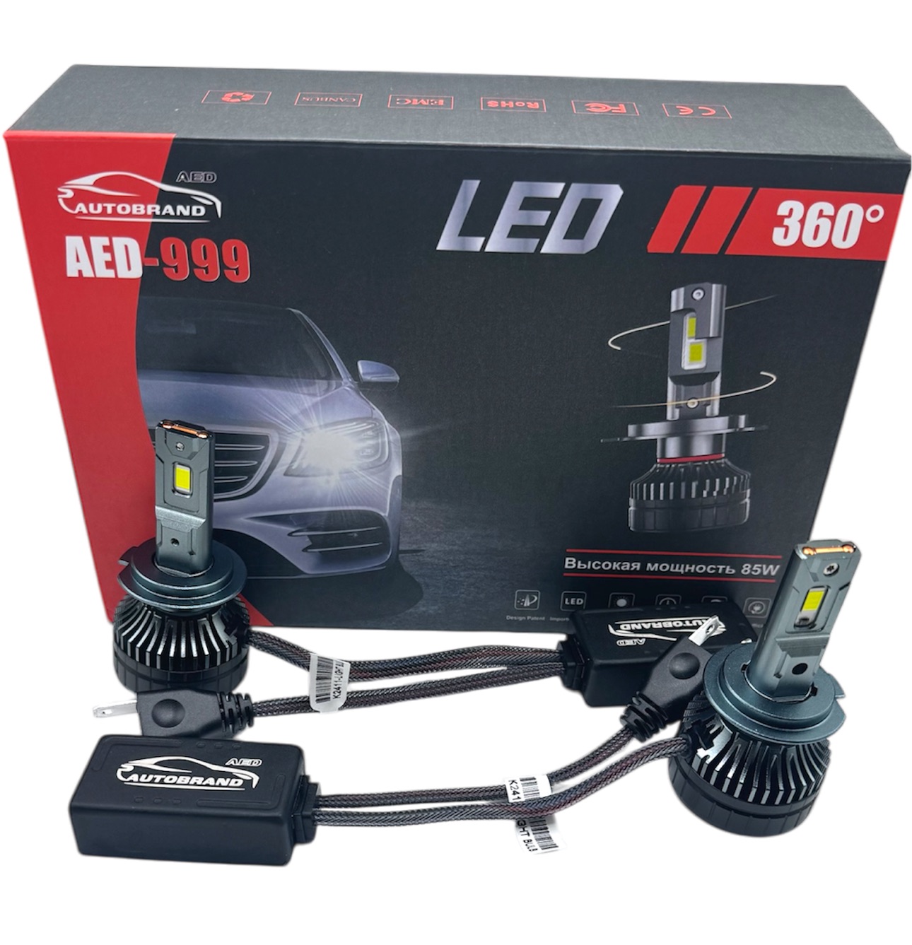 Лампа светодиодная AED999 цоколь H7, 2 штуки