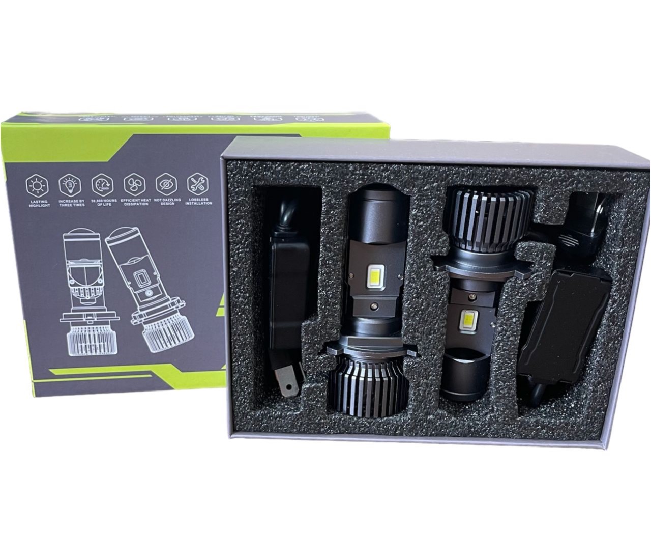 Лампа светодиодная линзованная цоколь Н4 SuperBright, 2 штуки