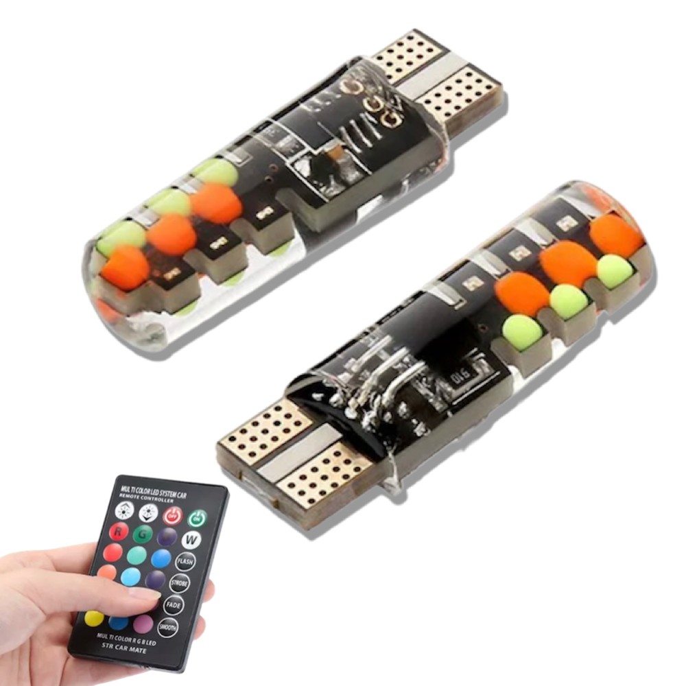 Лампа светодиодная RGB T10 в габариты c пультом, 2 штуки