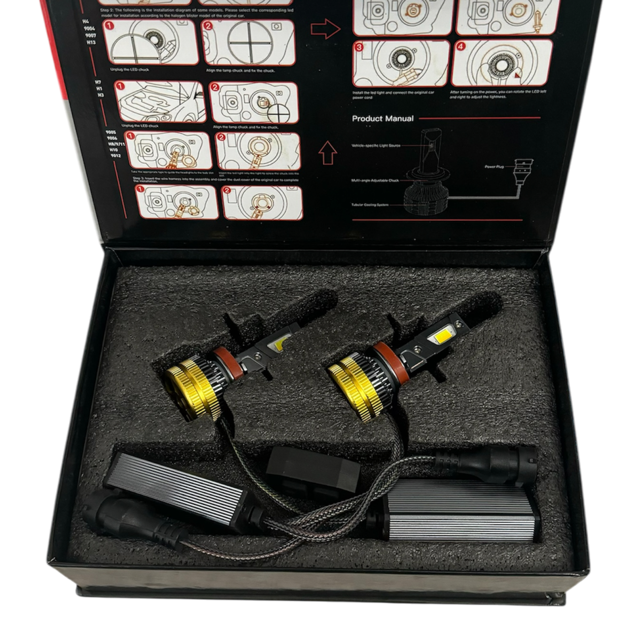 Лампа светодиодная AED цоколь H8/H9/H11 белый+желтый, 2 штуки