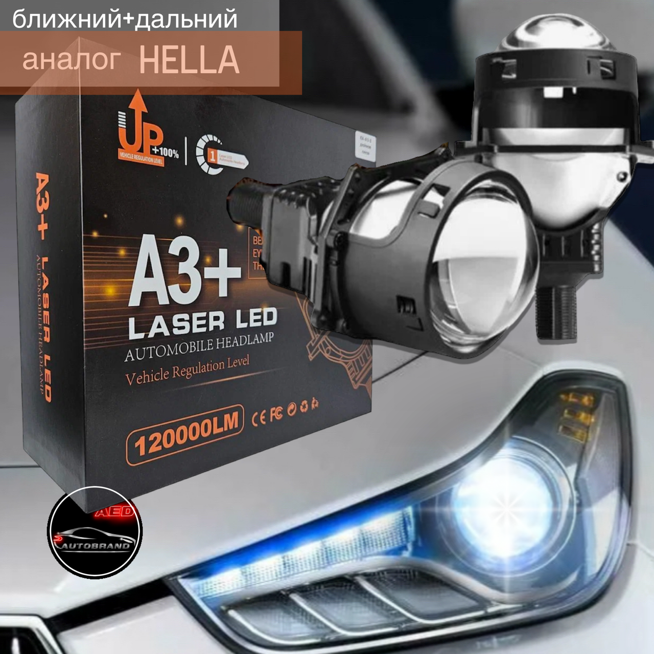 Лазерные LED модули на ближний и дальний, 3 дюйма