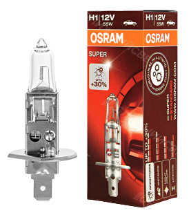 Лампа галогенная Osram +30% к мощности цоколь Н1