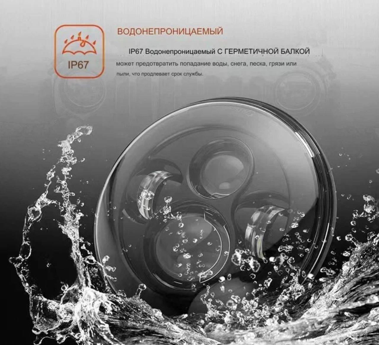 Фара светодиодная с фишкой 7 дюймов