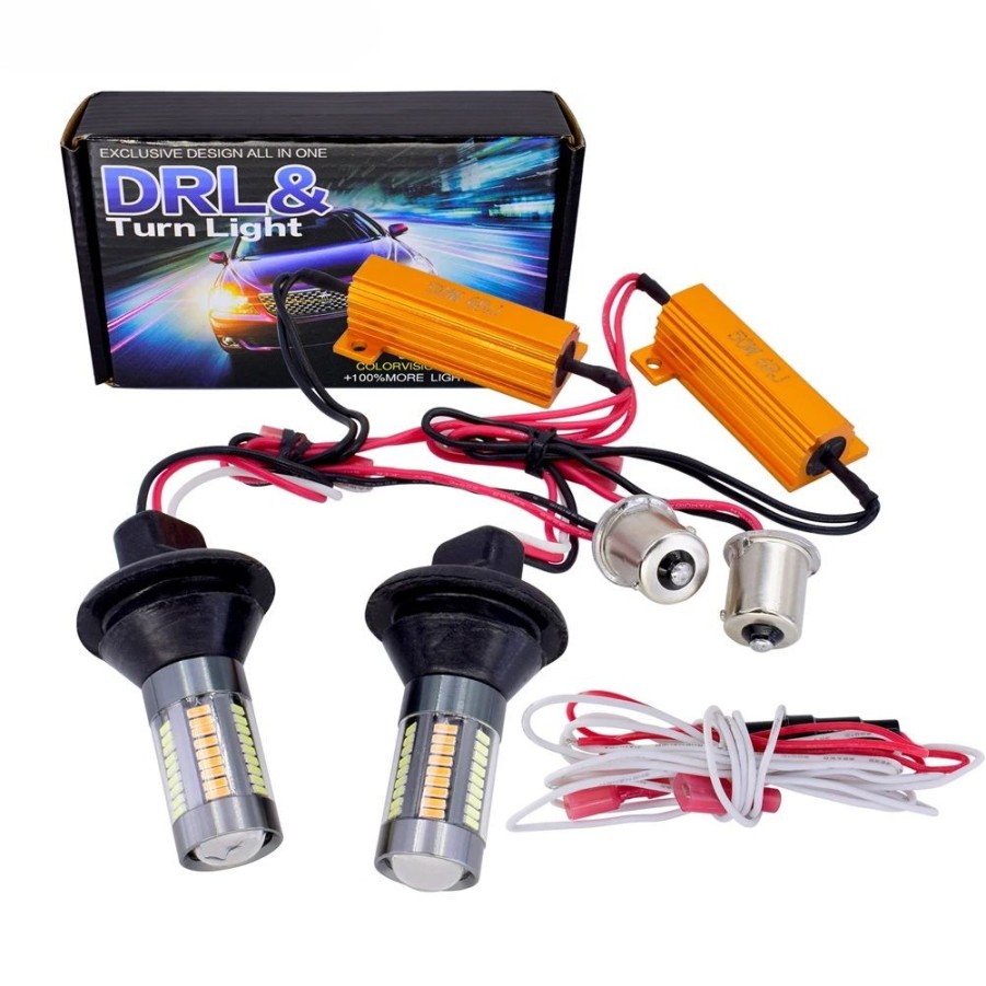 Лампа в поворотники с ДХО (американка) 1156-4014-66SMD, 2 штуки