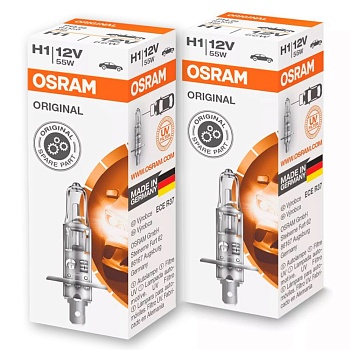 Лампы галогенные Osram цоколь Н1, 2 штуки