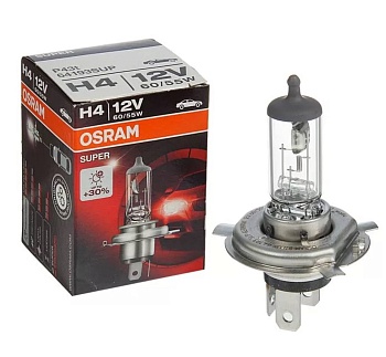 Лампа галогенная Osram +30% к мощности цоколь Н4