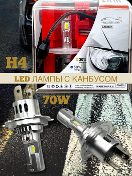 Лампа светодиодная AED цоколь H4 с канбусом, 2 штуки