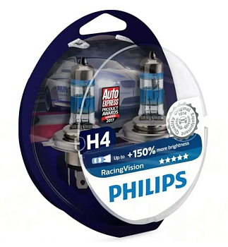 Лампа галогенная Philips Racing Vision цоколь H4 , 2 шт